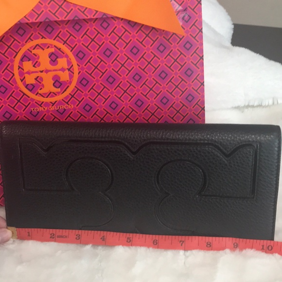 Tory Burch Purse Black Serif Clutch - Picture 3 of 5